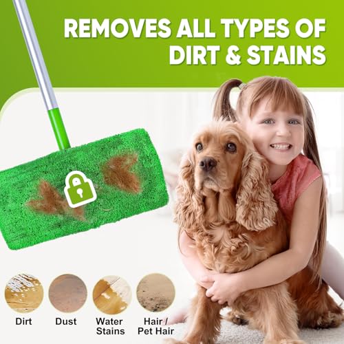 6-Pack Reusable Microfiber Mop Pads Compatible with Swiffer Sweeper, Dry & Wet Sweeping Cloths - Washable Wet Pads Refill for Multi-Surface/Hardwood Floor Cleaning