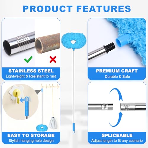 Storystore Ceiling Fan Cleaner Duster - Adjustable Duster with Extension Pole,Dusters for Cleaning Fan Blade, Walls and Cobweb (Blue)
