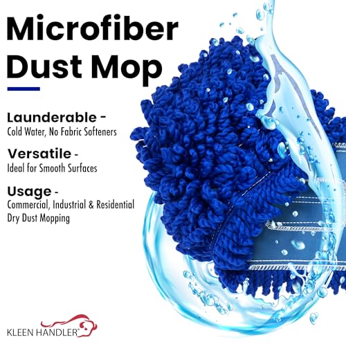 Kleen Handler 24 inch Microfiber Dust Mop | Medium Washable Commercial Mop Head Replacement, Pack of 3