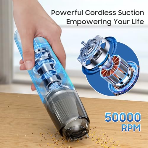 A9life Handheld Vacuum Cordless, Car Vacuum Portable with 2 Suction Modes, Blow & Suction 2-in-1, Mini Vacuum Cleaner Rechargeable for Car, Home, Pet Hair, Office, Desk, Keyboards (White)
