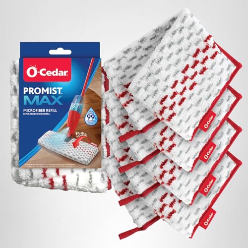 O-Cedar Genuine ProMist MAX Spray Mop Head Replacement (Pack of 4) | Machine Washable | Reusable | Microfiber Refill | Removes 99% of Bacteria