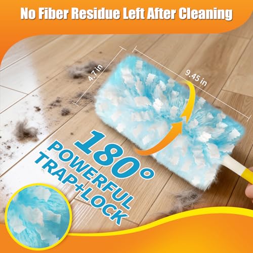 Swilsweep 80 Count Duster Refills with 1 Short Handle & 3 ft Extendable Handle, Compatible with Swiffer Duster, 180° Disposable Microfiber Cleaning Dusters, Unscented