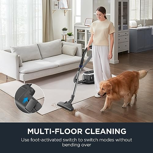 Eureka Bagless Canister Vacuum Cleaner, Lightweight Vac for Carpets and Hard Floors, Silver with Black, NEN180