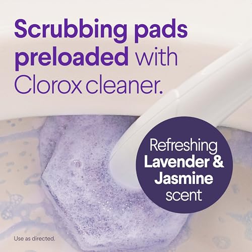 Clorox Scentiva ToiletWand Toilet Cleaner Refills, Lavender and Jasmine, Disposable Toilet Brush Scrubbing Pads, Eliminates Hard Water and Lime Stains 2X Faster than Using a Manual Brush, 10 Count