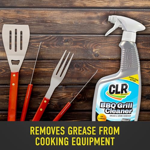 CLR Brands Grill Cleaner and Degreaser Spray, 26 oz. Bottle, BBQ Cleaner Removes Burnt Food, Grease and Grime from Grates and Racks, Pellet and Electric Smokers