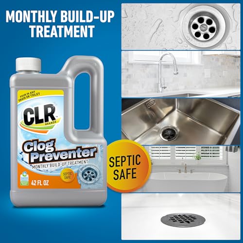 CLR Brands® Clog Preventer Clear Pipes and Drains Monthly Drain Build Up Remover, Helps Degrade Sources of Clogs to Keep Drains Flowing Smoothly, Safe on All Pipes and Drains - 80 Ounce Bottle