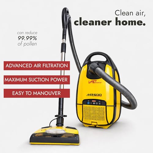 Vapamore MR-500 Vento Canister Vacuum, Professional-Grade Vacuum System with Turbo Pet Brush, Adjustable Suction, Extended Reach and 26’ Power Cord