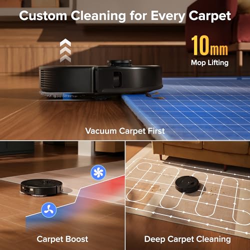roborock Qrevo S Pro Robot Vacuum and Mop, 18,500Pa Suction, Multifunctional Dock with 167℉ Mop Self-Cleaning, Smart Obstacle Avoidance, Anti-Tangle Brush, Liftable Spinning Mop, Black
