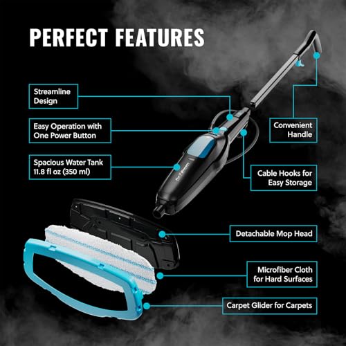 PurSteam Professional Steam Mop | Multi-Surface Floor Cleaner for Hardwood, Tile, Laminate & Carpet | Fast Heating, Lightweight & Chemical-Free Cleaning