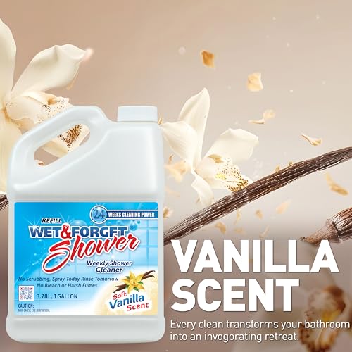 Wet & Forget Shower Cleaner Multi-Surface Weekly No Scrub, Bleach-Free Formula Vanilla Scent, 128.00 Fl Oz (Pack of 1)