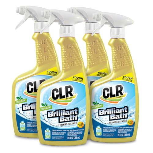 CLR Brilliant Bath Foaming Bathroom Cleaner Spray - For Use On Toilet, Bath, Shower, Sink, Glass, Stainless Steel - Fresh Scent, 26 Fl Ounce Bottle (Pack of 4)