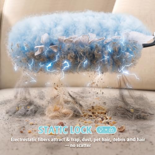 30 Count Heavy Duty Duster Refills with 3 ft Extendable Handle Starter Kit, Compatible with Swiffer Disposable Microfiber Feather Dusters for Cleaning Home