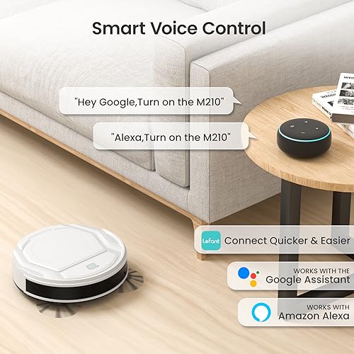 Lefant Robot Vacuum Cleaner, Strong Suction, 120 Mins Runtime, Slim, Low Noise, Automatic Self-Charging, Wi-Fi/App/Alexa Control, Ideal for Pet Hair Hard Floor and Daily Cleaning, M210