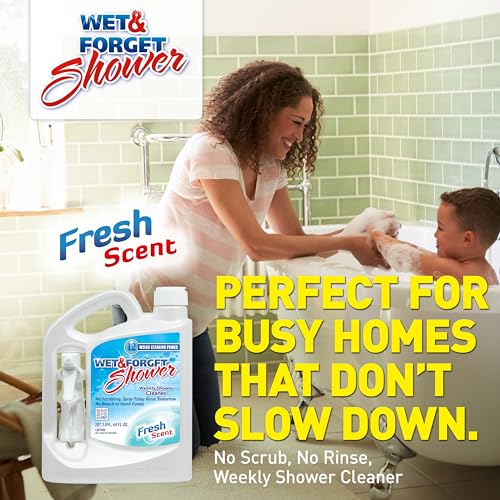 Wet & Forget Shower Cleaner Spray Multi-Surface Weekly Application Requires No Scrubbing, Bleach-Free Formula, Ready to Use, Fresh Scent, 3 Months of Cleaning, 64 Fluid Ounces, 1 Pack