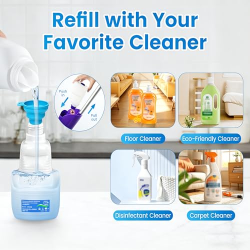 1 Pack Refillable Bottle for Swiffer Wet Jet Mop - 500ML Leak-Proof HDPE Empty Cleaner Solution Bottle with 5 Silicone Gaskets & 1 Funnel Wood Care & Pet Safe, Eco-Friendly