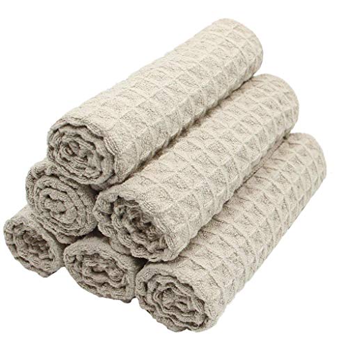 VeraSong Microfiber Kitchen Cleaning Cloth, 12inch X 12inch, 6 Pack, Khaki