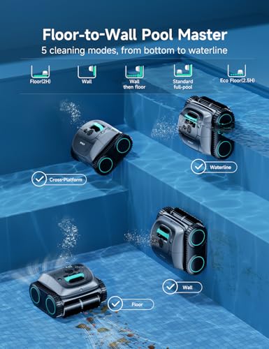 (2026 Upgrade) WYBOT C1 Cordless Robotic Pool Cleaner, 4-in-1 Pool Vacuum for Inground Pools & Above Ground Pool Up to 150 Mins Runtime, Power Suction with Smart Navigation & APP Control, Lake Green
