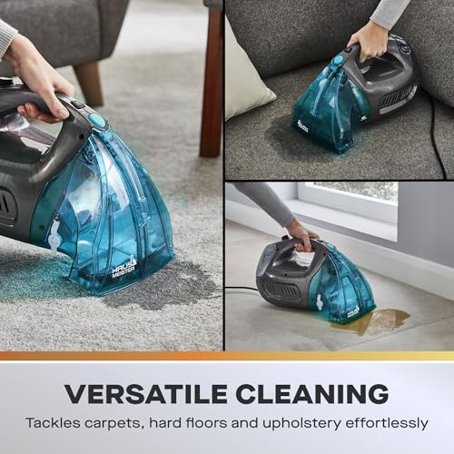 Hausmeister Hydroflex Carpet Cleaner Machine, Upholstery Cleaner Machine for Couch, Car Seats & Pet Stains, 500W Powerful Handheld Deep Cleaner with 3 Brush Heads (Machine + 0 solution)