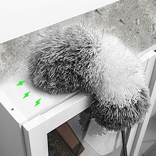 BOOMJOY Microfiber Feather Duster with Extendable Pole and Bendable Head, 100" Telescoping Duster for Cleaning Ceiling, Fan, Furniture