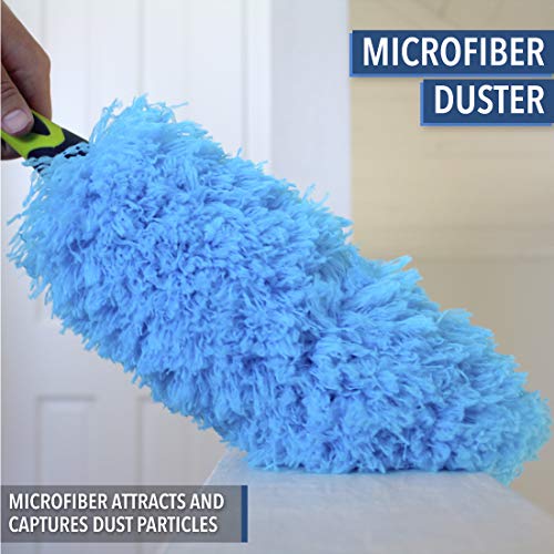EVERSPROUT Flexible Microfiber Feather Duster | 17-inch Brush Head with Hand-Grip | Lightweight, Attracts Dust | Twists onto Standard Acme Threaded Pole | (Duster Attachment Only, No Pole)