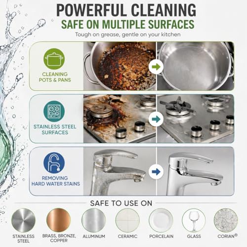R&C Store Essentials Home Cleaning Bundle Kit, includes Multi-Purpose Soft Cleanser 26 oz + 2 Microfiber Cloths and 1 Non-Scratch Scrub Sponge, Kitchen & Bathroom Cleaning Set