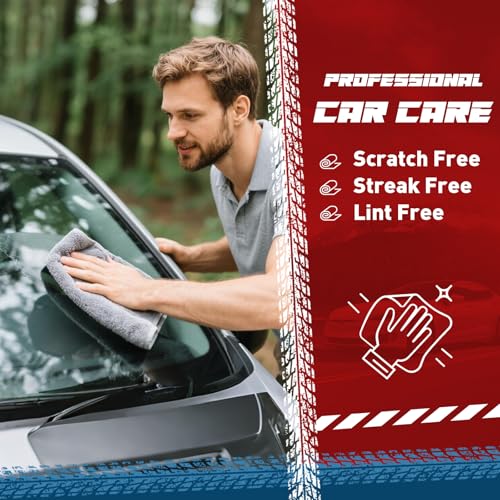 TEAWOO Microfiber Cleaning Cloths Bulk-15 Pack, Gray Microfiber Towels for Cars, Ultra Absorbent Microfiber Towel Weave Grime & Liquid for Streak-Free Mirror Shine - Car Washing Cloth, 12x12 inches