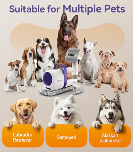 oneisall Dog Grooming Vacuum Kit: 15000Pa Shedding Brush with Grooming Tools, 3 Suction Low Noise, for Pet Thick and Undercoat, 1.5L Dust Cup, Dog Hair Vacuum, Home Cleaning, LM5