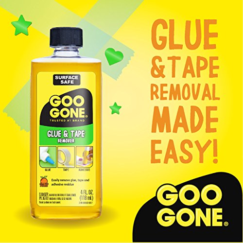 Goo Goo Glue and Tape Adhesive Remover - 4 Ounce - Removes Adhesives Stickers Crayon Glue Tape Gum Window Decals Glitter Labels