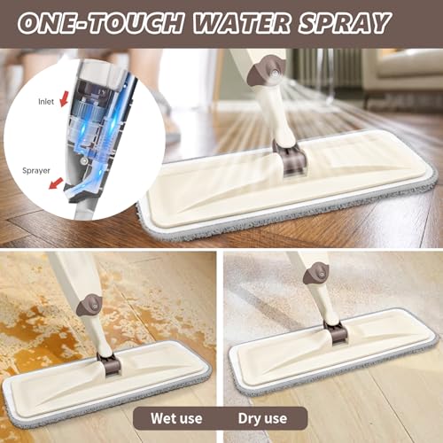 HOMTOYOU Wet Mop for Floor Cleaning: Spray Mop for Multi-Surface Floors