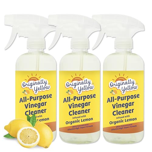 Originally Yellow Lemon Vinegar All Purpose Cleaning Spray | Distilled Cleaning Vinegar | Plant-Derived All Purpose Cleaner | Living Room, Bathroom, & Kitchen | 3 Pack