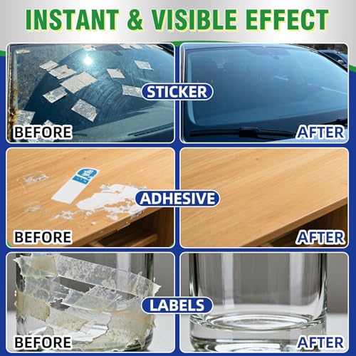 Adhesive Remover, Sticker Remover with Plastic Razor & Towel, 120ml Glue Removers for Removing Labels, Tapes, Gum, Wax and Sticky Residue, Powerful Super Glue Removers for Floor, Windows, Walls, Cars