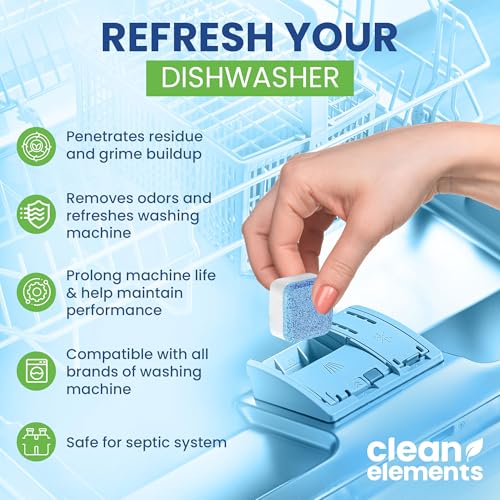 Dishwasher Cleaner Tablets & Deodorizer – 24 Pack (12 Month Supply) Deep Cleaning Descaler Pods, Removes Limescale, Hard Water, Calcium, Grease & Odor, Septic Safe Heavy Duty for Dish Washer