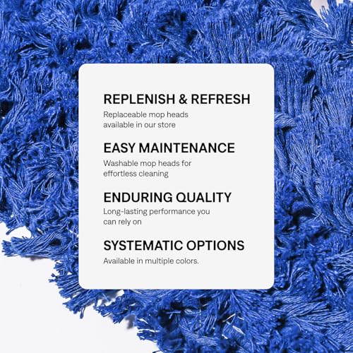 Tidy Tools Commercial Floor Sweeper, 48 in. Reusable Mop Head, Wooden Handle, Industrial Dry Mop for Hardwood Floors, Blue