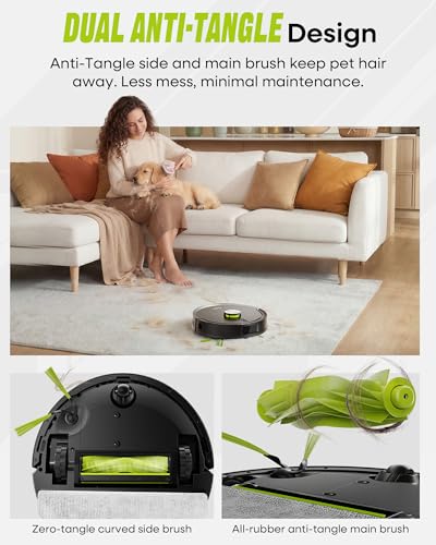 MONSGA Robot Vacuum and Mop Combo, 90 Days Self-Emptying with 8000Pa Suction, LiDAR Smart Mapping, Dual Anti-Tangle for Pet Hair, Carpet and Hard Floor