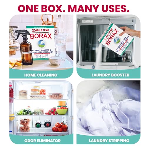 20 MULE TEAM Borax Powder, 65 Ounce, 4 Count, All Natural Laundry Booster & Multi-Purpose Household Cleaner for Kitchen and Bathroom, Stain & Odor Fighter, Helps Deodorize & Freshen
