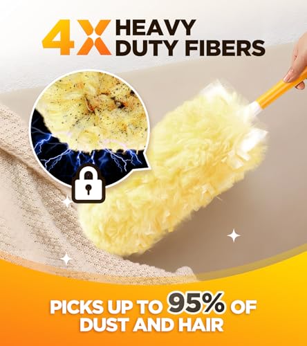 Heavy Duty Duster Refills for Swiffer, Multisurface 360° Larger Size Dusters with 4X Microfibers (Yellow, 60 Count)