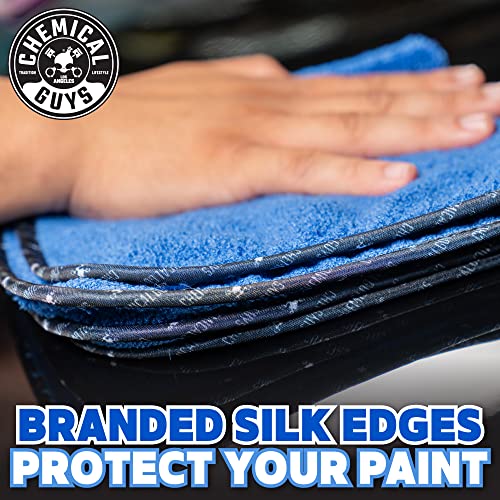 Chemical Guys Professional Grade Premium Microfiber Towels for Cars, Blue, 16" x 16", Ultra-Soft and Scratch-Free Car Detailing Cloths for Trucks, Motorcycles, and More - 3 Pack