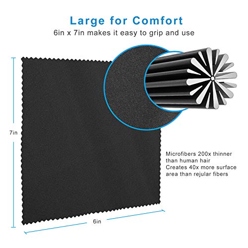 18 Pack Premium Microfiber Cleaning Cloths for Glasses, Glasses Cleaning Cloth for Cleaning Lenses, Screens, Cameras, Cell Phone, Eyeglasses, LCD TV Screens, Tablets and More
