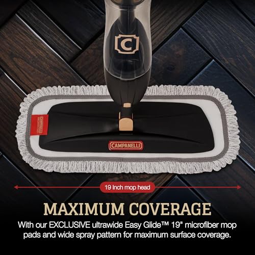 CAMPANELLI Pro Series Spray Mops for Floor Cleaning - Long-Lasting Durable Microfiber Mop with 2 Easy Glide Pads & Solution Tank for Hardwood Laminate, Tile and Vinyl Floors | 19" Wide
