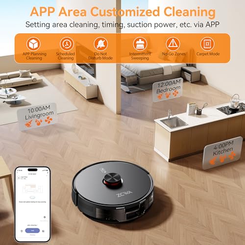 ZCWA Robot Vacuum and Mop Combo, 90 Day Self-Emptying, 10000Pa Suction, 3-in-1 Robotic Vacuum with dToF LiDAR Navigation, Anti-Tangle, 160 Min Runtime, Ideal for Hard Floor, Pet Hair & Carpet
