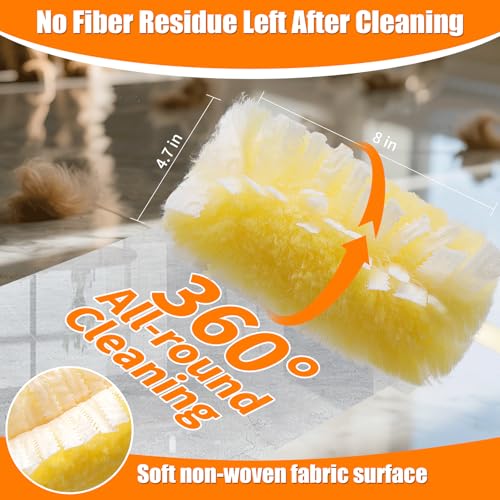 Senowi 40 Count 360° Heavy Duty 2 Sided Duster Refills Compatible with Swiffer, Large Size-Extra Thick Disposable Electrostatic Feather Duster Refill with 1 Short Handle for Furniture, Blinds, Ceiling