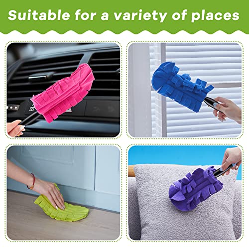 Zubebe 12 Pcs Duster Refill Reusable Fleece Duster Refills Feather Flat Dusters Multi Surface Washable Cleaning Pads Tools for Home, Blinds, Car, Pet, Furniture, Fans (Dark Color)