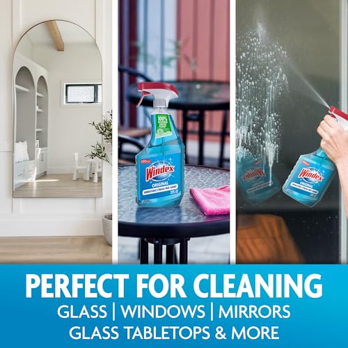 Windex Glass and Window Cleaner Spray Bottle, Bottle Made from 100% Recycled Plastic, Surface Cleaning Spray, Original Blue Scent, 23 Fl Oz (Pack of 6)