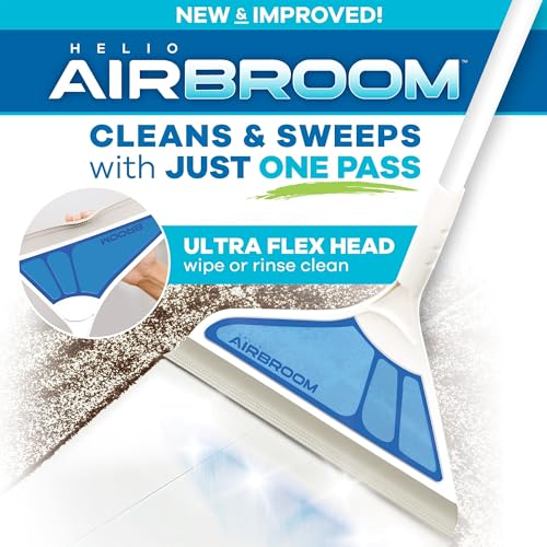 Helio AirBroom 3 Piece Kit All Surface Sweeper and Squeegee for Wet and Dry Cleaning Dust, Dirt, Liquids, Pet Hair, Tile, Hardwood Floors, Carpet, Furniture, Windows, Shower Doors As Seen on TV
