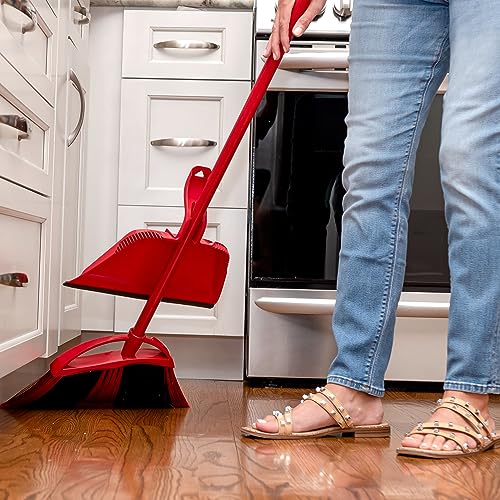 O-Cedar One Sweep Broom & Step-On Dustpan Set | Patented Wave Bristles Remove Over 99% of Dirt in One Pass | Lightweight & Quiet for Pet-Friendly Cleaning