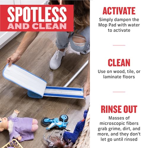 E-Cloth Deep Clean Microfiber Mop - Reusable Mop Pad for Home Cleaning, Hard Floors, Wood, Tile, or Laminate, Machine Washable, Use Wet for Cleaning or Dry for Dusting, No Refills or Spray Needed