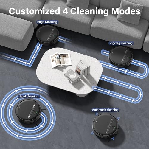 ZC WAS Robot Vacuum and Mop for Pet Hair, 2-in-1 Robot Vacuum Cleaner for Hard Floors&Carpets with 2.87'' Slim Design, Wi-Fi/App/Voice Control, 3D Obstacle Avoidance & Self-Charging