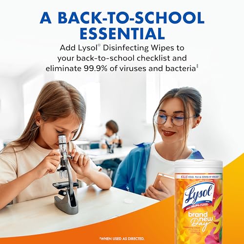 LYSOL Disinfecting Wipes, All Purpose Cleaner, Multi-Surface Antibacterial Cleaning Wipes, Household Cleaning Supplies, Dorm Essentials, Lemon + Crisp Linen + Mango & Hibiscus Scent, 80 ct. (3 Pack)