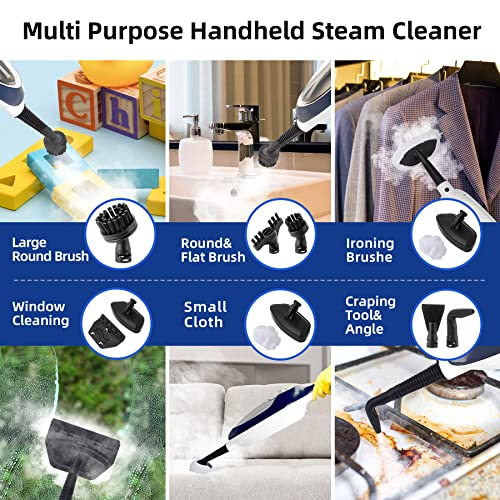 Steam Mop with Detachable Handheld Steamer All-in-one 11 Accessories, 23Ft Power Cord,3-Level Steam,Fast Heating MultiPurpose Steam Cleaner for Hard Floor, Carpets, Furniture, Windows, Clothes etc.