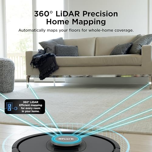 Shark AV2501AE AI Robot Vacuum with XL HEPA Self-Empty Base, Bagless, 60-Day Capacity, LIDAR Navigation, Perfect for Pet Hair, Compatible with Alexa, Wi-Fi Connected, Carpet & Hard Floor, Black